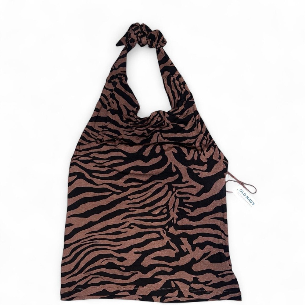 Old Navy brown & black tiger print halter top – size M – NWT